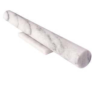 Artifacts Trading Company 12" Straight Marble Rolling Pin with Stand, 11" x 1" - White Matte